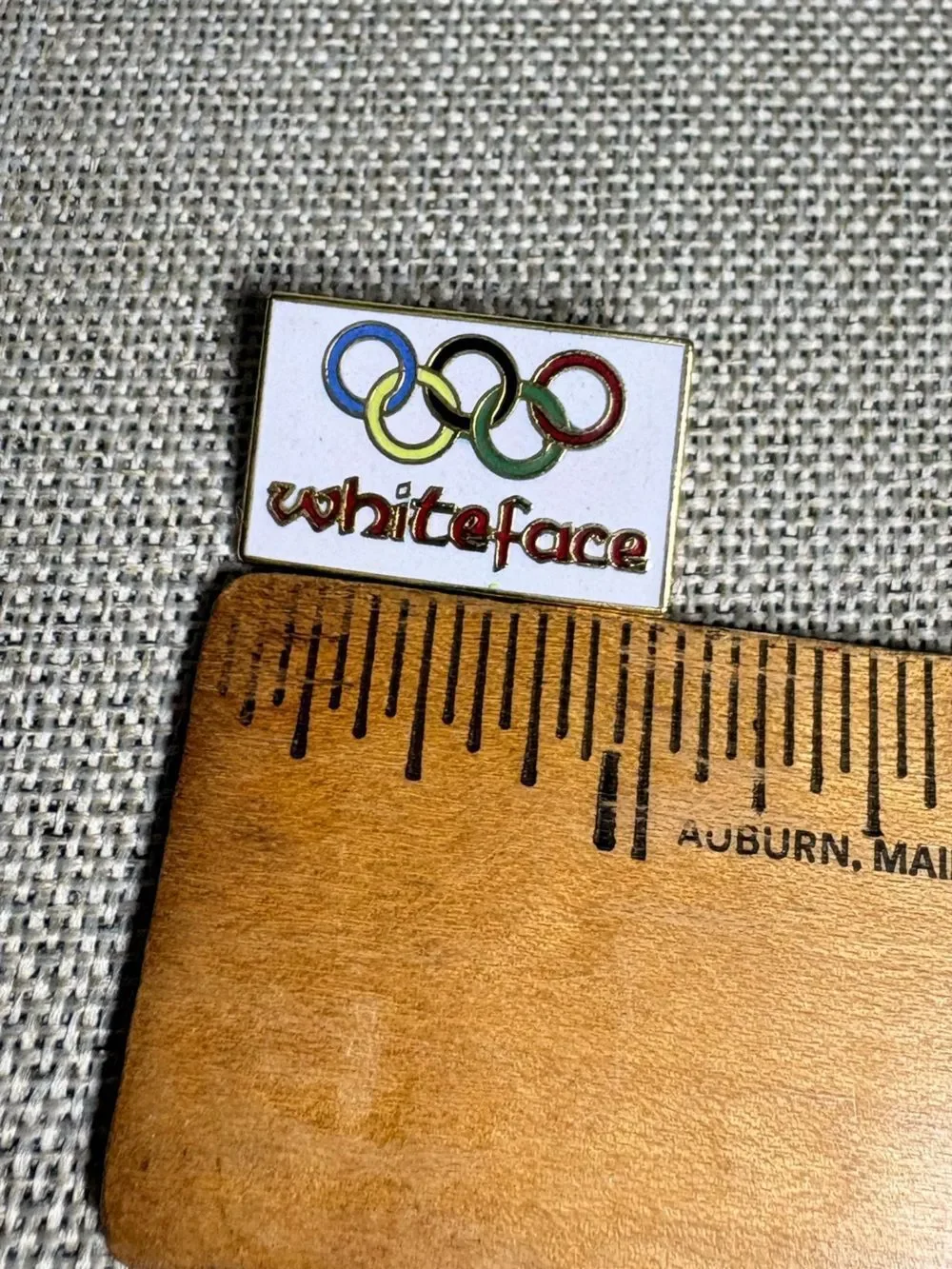 Vintage Whiteface Olympic Rings Enamel Lapel Pin Lake Placid Ski Resort Souvenir